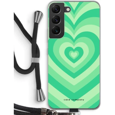 Afbeelding van Case Company® hoesje met Koord geschikt voor Samsung Galaxy S22 Hart Groen Telefoonhoesje Zwart Bescherming aan alle Kanten en Over de Schermrand