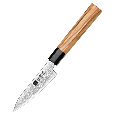 Afbeelding van Professioneel Schilmes / Fruitmes Damascus staal (67 laags) Octogonaal handvat van Olijfhout Xinzuo PM8O Series