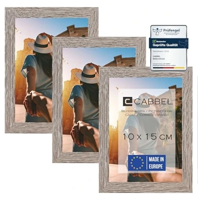 Afbeelding van CABBEL Set van 3 fotomarco&#039;s 10 x 15 MDF met onbreekbaar mokka kristal (bruin, cm/3x)