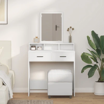 Afbeelding van vidaXL Wit Bewerkt hout 79 x 41 140 cm Kaptafel Rechthoekig Modern