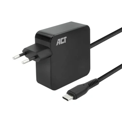 Image de ACT Adaptateur alimentation USB C pour ordinateur portable, avec profils Power Delivery CA 100 240 V 65 Watt