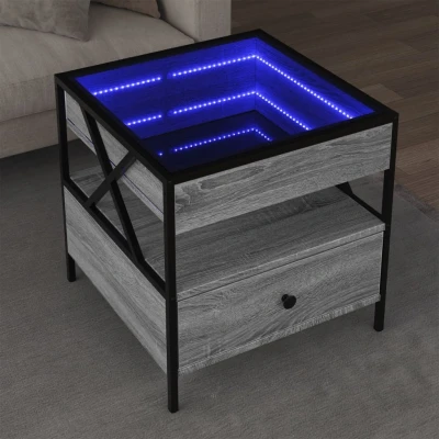 Afbeelding van Salontafel met Infinity LED 50x50x51 cm grijs sonoma eikenkleur