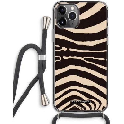 Afbeelding van Case Company® hoesje met Koord geschikt voor iPhone 11 Pro Arizona Zebra Telefoonhoesje Zwart Extra Bescherming aan alle Kanten en Over de Schermrand