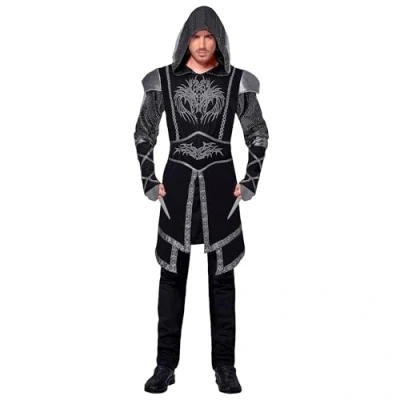 Afbeelding van Widmann Middeleeuwse &amp; Renaissance Strijders Kostuum Donkere Moordenaar Assisio Man Zwart Small Halloween Verkleedkleding