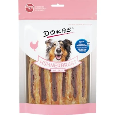 Afbeelding van Dokas Hunde Snack Hühnerbrust mit Leber 8x220g
