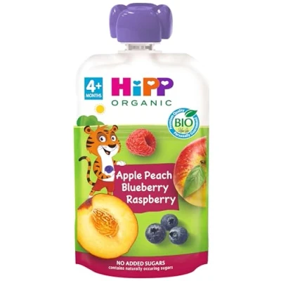 Afbeelding van HiPP Biológico Multifruitzak Zakken Perzik, Appel en Biologische Houtvruchten 100 g Zonder toegevoegde suiker Geschikt voor baby&#039;s vanaf 4 maanden