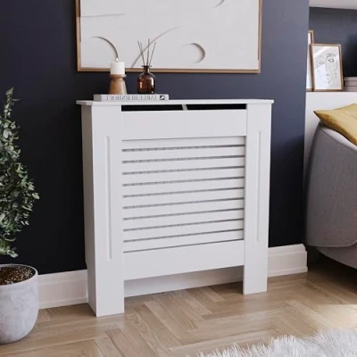 Afbeelding van Vida Designs Milton Moderne radiatorbekleding MDF gelakt wit klein H 82 x B 78 D 19 cm