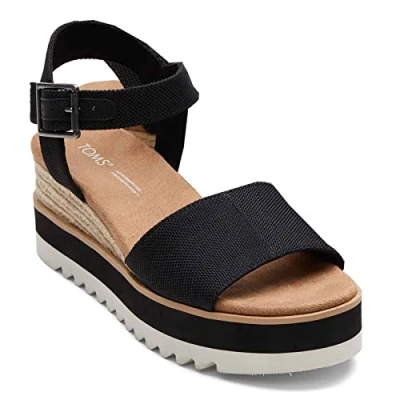 Afbeelding van TOMS Diana Sandalen met plateauzool black, Dames, Maat: 43.5, Black Textiel