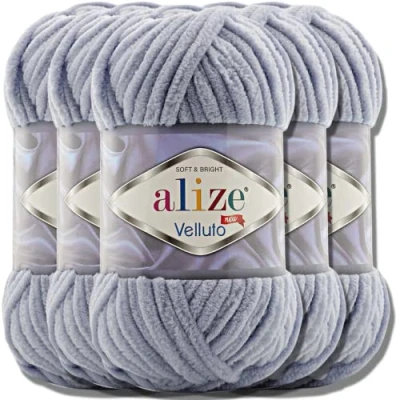 Afbeelding van Alize 5x 100g Velluto Turkse wol Super Bulky Chenillegaren knuffelzacht babywol handbreigaren om te haken zacht chenille garen XXL kluwen voor Amigurumi (Coal Grey 87)