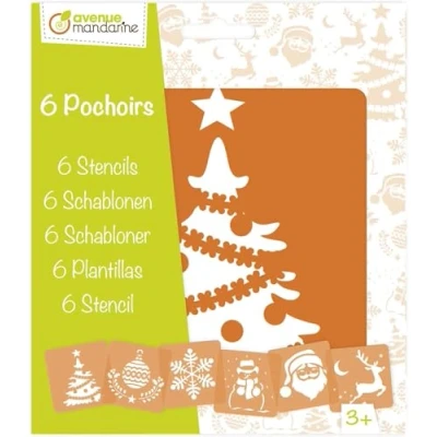 Afbeelding van Avenue Mandarine 42455MD set met 6 sjablonen, 15 x cm, geschikt voor kinderen vanaf 3 jaar, vilt en kleurpotloden, kleuren of kleurbommen, Kerstmis, 1
