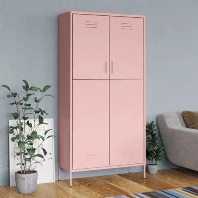 Afbeelding van vidaXL Kledingkast 90x50x180 cm staal roze