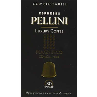 Afbeelding van Pellini Luxury Coffee Magnifico 100% Arabica, 120 capsules Caffè compatibel met Nespresso dall&#039;Aroma Pieno e Tostatura Decisa, Compostabili en zelfbescherming, 4 Confezioni da 30
