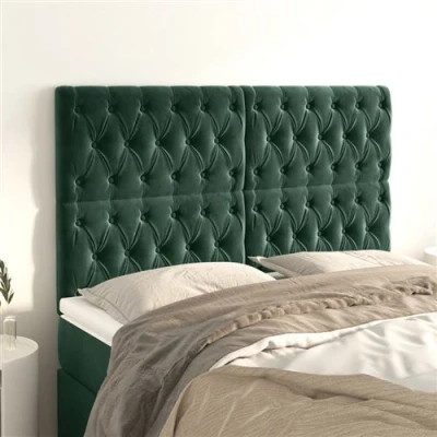 Afbeelding van vidaXL Hoofdborden 4 st 80x7x78/88 cm fluweel donkergroen