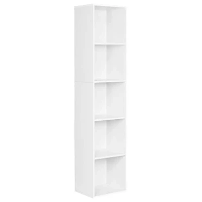 Afbeelding van WOLTU Boekenkast met 5 vakken, boekenrek, opbergkast, halfopen zuil van spaanplaat, voor keuken, kantoor, woonkamer, studeerkamer, 30 x 24 132 cm, wit SK003ws5