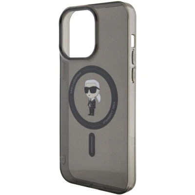 Afbeelding van Karl Lagerfeld iPhone 15 Pro Max Hardcase hoesje Magsafe compatible Ikonik Zwart