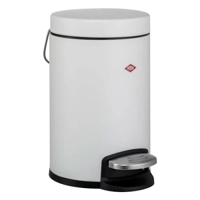Afbeelding van Wesco Afvalemmer 113 van gepoedercoat staal in de kleur mat wit met een volume 3 liter, pedaal