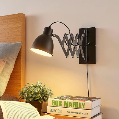 Afbeelding van Lindby wandlamp 1licht metaal H: 22 cm E14 zwart