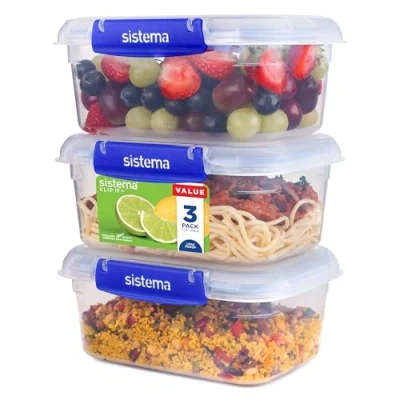 Image de Sistema Rectangle Klip It Plus 3 Pack Food Storage Container 1Ltr