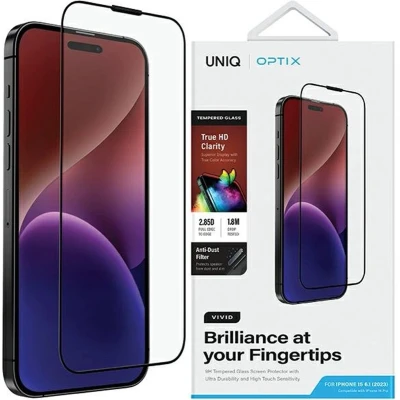 Afbeelding van UNIQ Optix Vivid glas voor iPhone 15 Pro met applicator