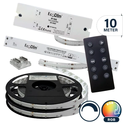 Afbeelding van Led strip 10 meter RGB COB 24V Complete set Afknipbaar met 3M plakstrip