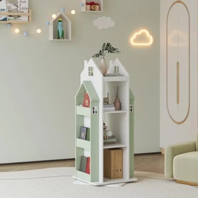 Afbeelding van Kinderkast Vipsali 108x40x40 cm mintgroen en wit [en.casa]