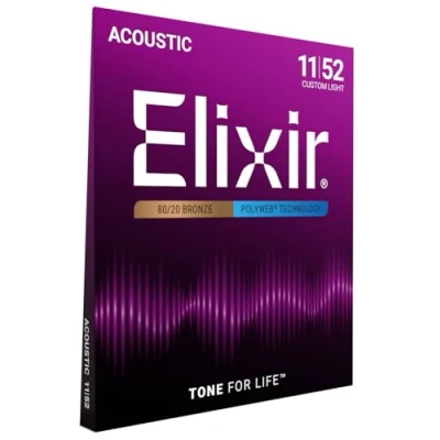 Afbeelding van Elixir® Strings 80/20 bronzen snaren voor akoestische gitaar met POLYWEB® Coating, extra licht (.011 .052)