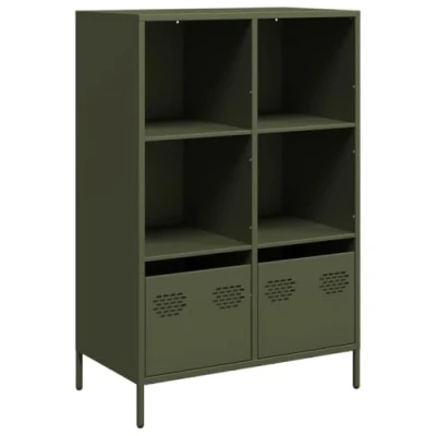 Afbeelding van Hoge kast 68x39x103,5 cm staal olijfgroen