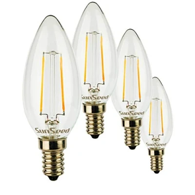 Afbeelding van SunSeed 4 x gloeilampen, led kaars, E14, 2 W, komt overeen met 25 warm wit, 2700 K