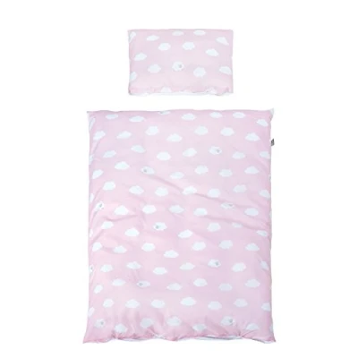 Afbeelding van roba Omkeerbaar babybeddengoed Kleine Wolke Roze 2 delig 100% katoen Dekbedovertrek 100 x 135 cm + kussensloop 40 60 Wolkenprint / Stippenpatroon