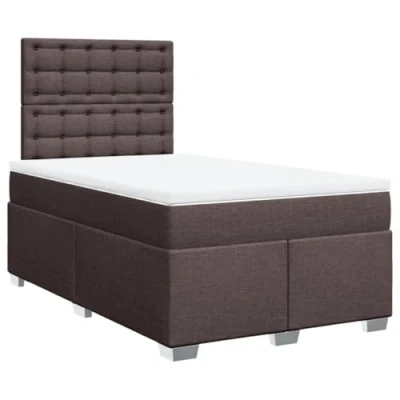 Afbeelding van vidaXL Boxspring met matras stof donkerbruin 120x200 cm