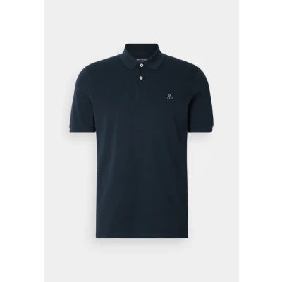 Afbeelding van Marc O&#039;Polo Short Sleeve Button Placket Slits Embroide Poloshirt, Heren, Maat: XXL, Dark night