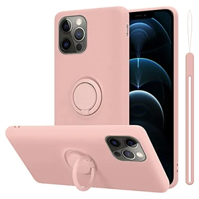 Afbeelding van Cadorabo Hoesje geschikt voor Apple iPhone 12 / PRO in LIQUID ROZE Beschermhoes van flexibel TPU silicone Case Cover met ring
