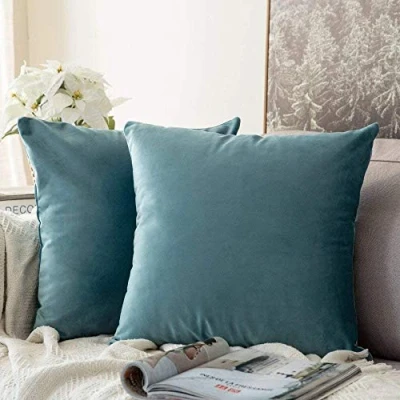 Afbeelding van MIULEE Set van 2 fluwelen kussenhoezen, decoratief, sofa, kussensloop, zeer glad, zacht, comfortabel, decoratie, huis, woonkamer, slaapkamer, voor bank, 40 x cm, lichtgroen