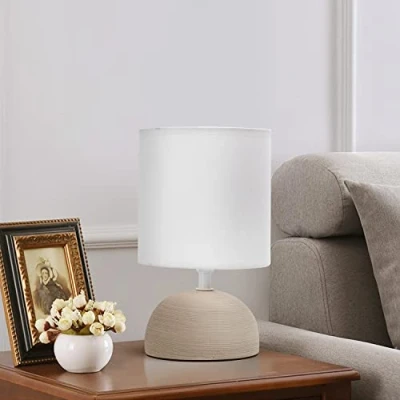 Afbeelding van Aigostar Tafellamp Bruin Keramiek Lamp met kap H23cm
