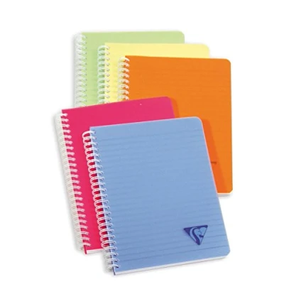 Afbeelding van Clairefontaine 328546C Collection Linicolor Fresh notitieboek, spiraalbinding, A5, 14,8 x 21 cm, 180 pagina&#039;s, gelinieerd, wit papier, 90 g, omslag van polypropyleen, transparant, willekeurige kleur