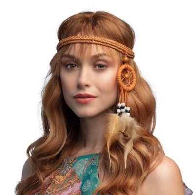 Afbeelding van Boland Hoofdband Dreamcatcher Volwassenen Vrouwen 60&#039;s 70&#039;s Hippie Flower Power