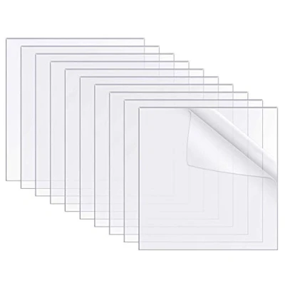 Afbeelding van SUNSK Acrylfolie, transparant, acrylplaat, 100 x mm, plexiglas, voor vervanging van glasplaat, fotolijst, 10 stuks