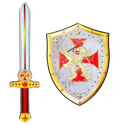 Afbeelding van Widmann Middeleeuwse &amp; Renaissance Strijders Kostuum Strijder Van Het Leeuwenhof Accessoire Set Rood, Zilver Carnavalskleding Verkleedkleding