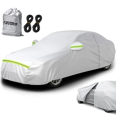 Image de Favoto Bâche Voiture Exterieur Housse de Protection Oxford Couverture Imperméable Auto, Ouverte Latérale pour Cabine, Doublure en Coton Respirant, Anti UV Neige Poussière Berline 490x190x150cm