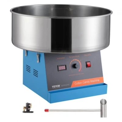 Image de VEVOR Machine à barbe papa électrique, 1000 W, appareil commercial avec bol en acier inoxydable et cuillère sucre, parfait pour maison, anniversaire d&#039;enfant, fête de famille (bleu)