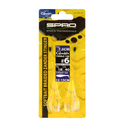 Afbeelding van Spro Softbait Braided Zander Stinger (18 kilo) Maat : 6.5cm haak 6 Treble 10 13cm