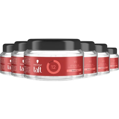 Afbeelding van Taft V12 Power Gel Haarstyling Haargel Maximale Fixatie Korte Haartypes Voordeelverpakking 6x 150ml