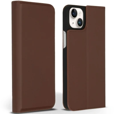 Afbeelding van Accezz Hoesje Geschikt voor iPhone 14 Plus Met Pasjeshouder Premium Leather Slim Bookcase Bruin