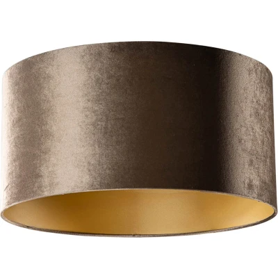 Afbeelding van QAZQA Velours lampenkap bruin met gouden binnenkant 505025