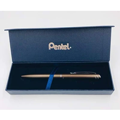Afbeelding van Pentel BL2007 EnerGel Gel roller, hoogwaardig, intrekbaar, 0,7 mm punt, metalen behuizing, mat, bruin, geschenkdoos