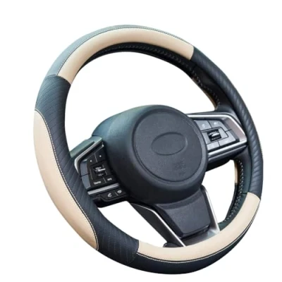 Afbeelding van ZATOOTO Stuurhoes van leer voor auto, universeel, 37 38 cm, beige