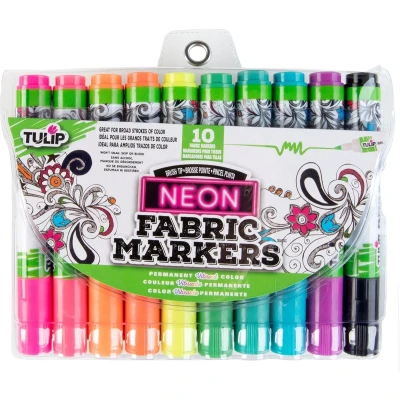 Afbeelding van Tulip Permanent fabric markers brush tip Neon 10stuks