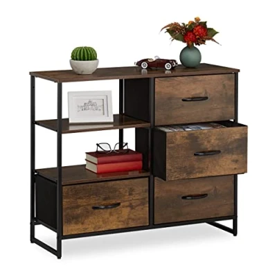 Afbeelding van Relaxdays ladekast industrieel dressoir commode opbergkast met lades stof &amp; metaal