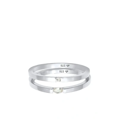 Afbeelding van Elli 2 PACK Basic Ring, Dames, Maat: 56, Silberfarben