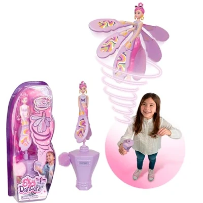 Afbeelding van SKY DANCERS Lovely Luna pop magische vliegende feeënpop voor kinderen vanaf 6 jaar die met zijn touwwerper de lucht in gaat, werkt zonder batterij Lansay